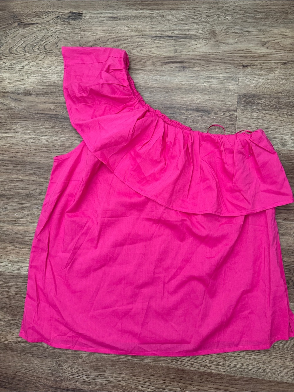 LOFT Hot Pink One Shoulder Ruffle Too - Picture 3 of 4